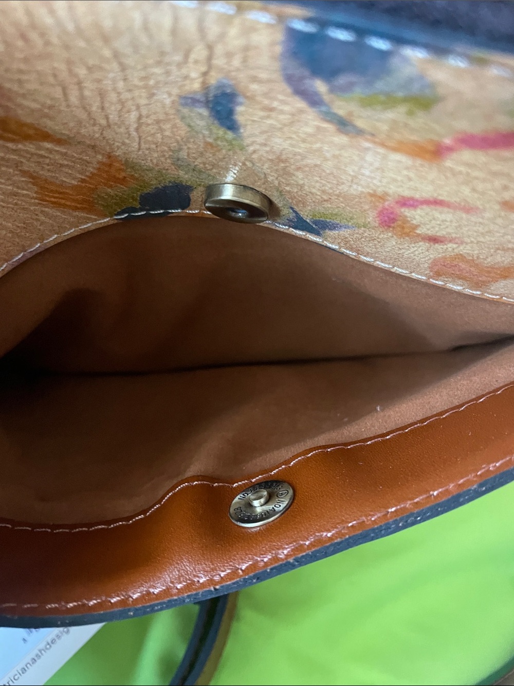 Patricia Nash Floral Leather Crossbody in Beige, Pink & Brown - Picture 5 of 11